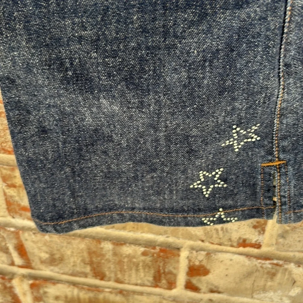 Abercrombie & Fitch Dark Blue Flare Jeans with Stars at hem
